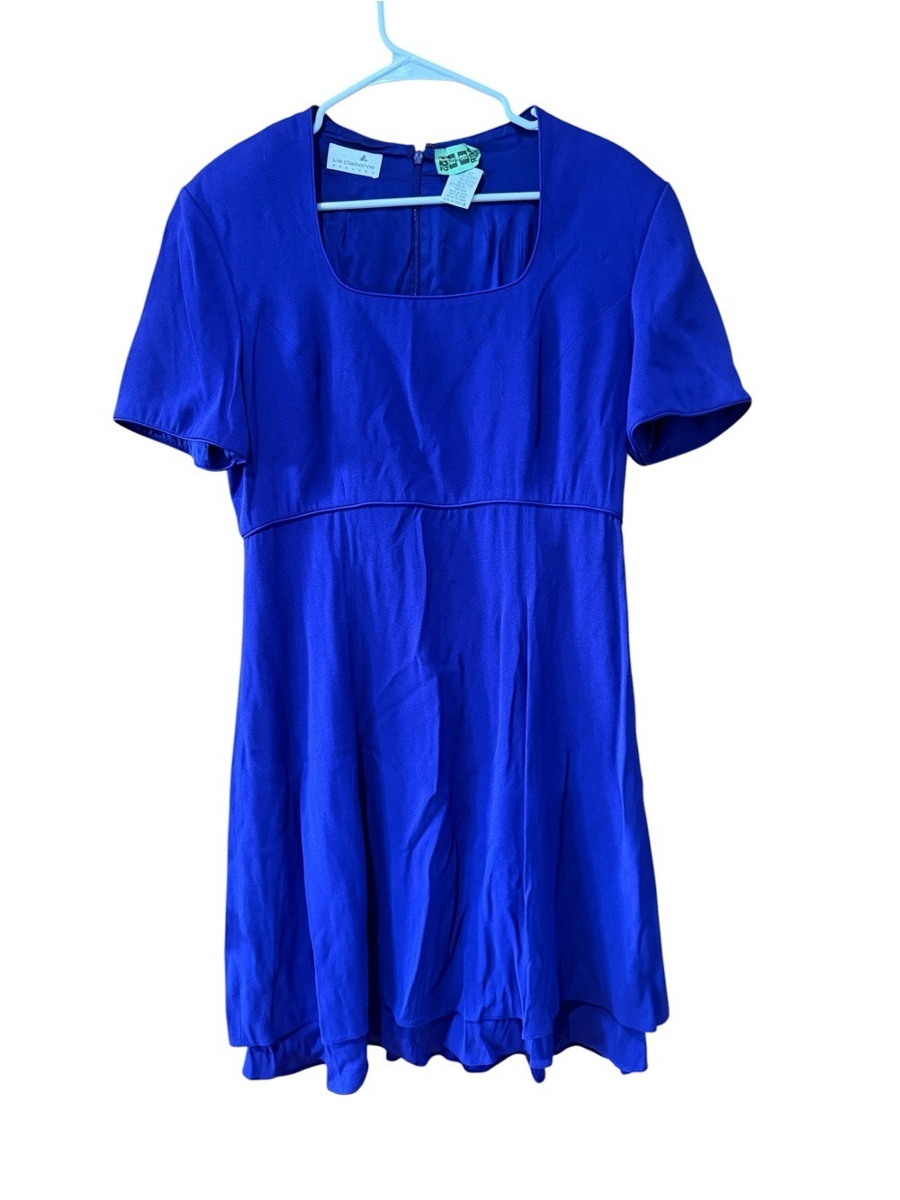 Liz Claiborne Purple Square Neck Short Sleeve Midi Dress